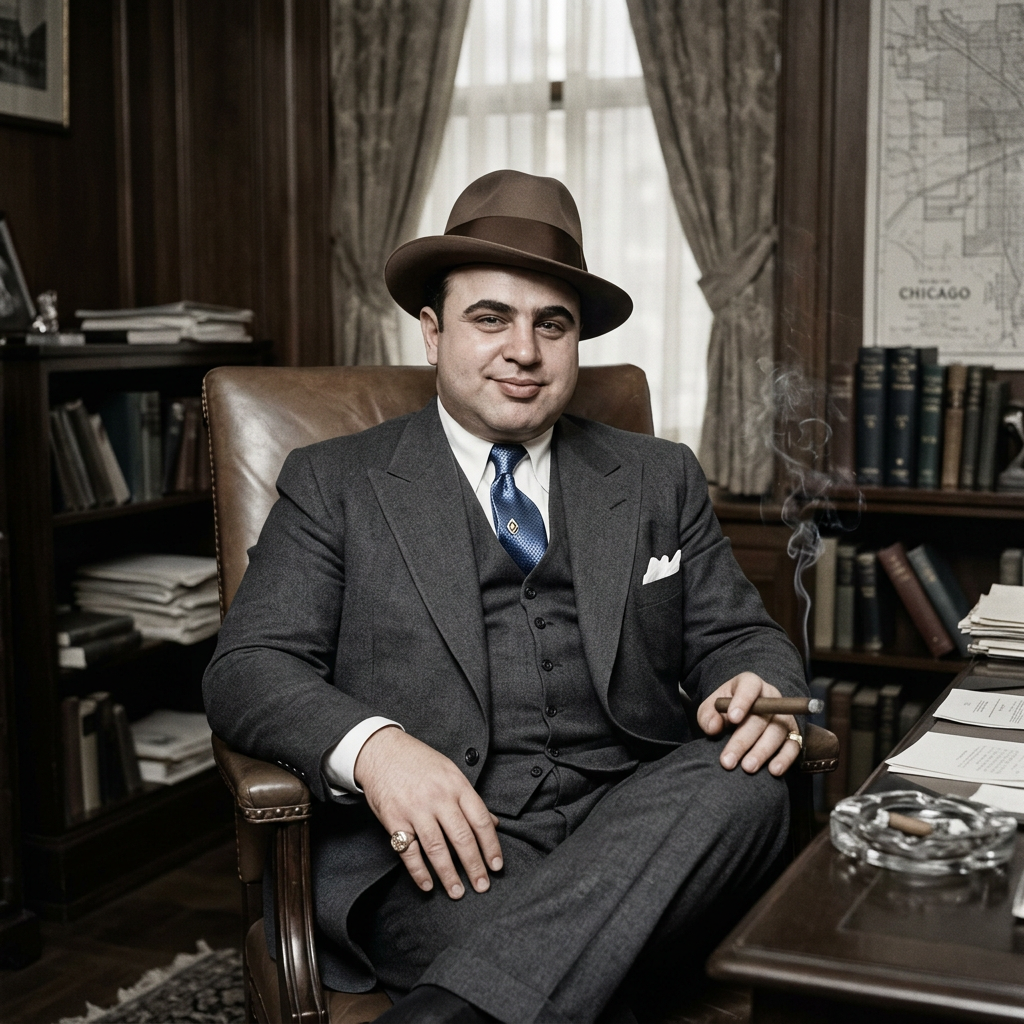 Al Capone portrait in 1920s Chicago